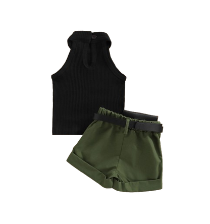 The Lylah - Toddler Baby Girl 3PCS Halter Top Shorts and Waist Bag Summer Outfit