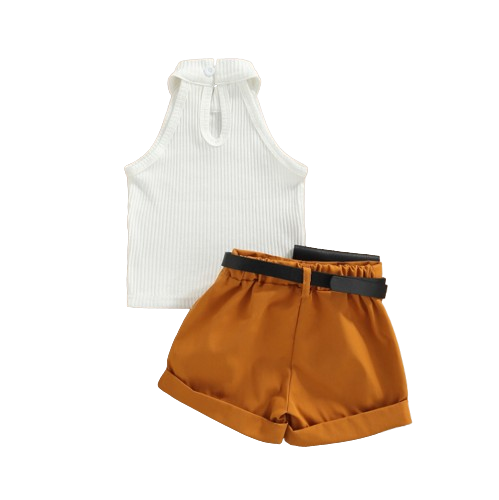 The Lylah - Toddler Baby Girl 3PCS Halter Top Shorts and Waist Bag Summer Outfit