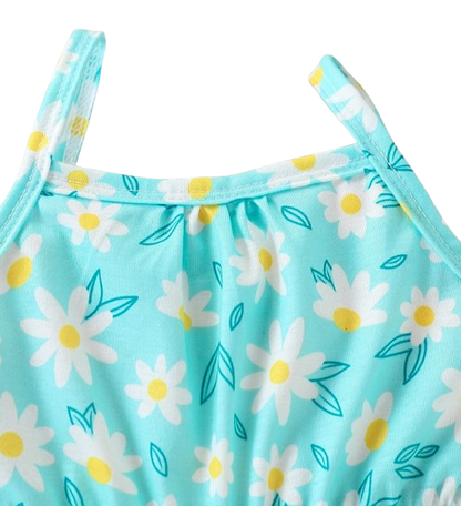 The Alia - Toddler Baby Girl Floral Print Suspender Jumpsuit and Bag Summer Wear
