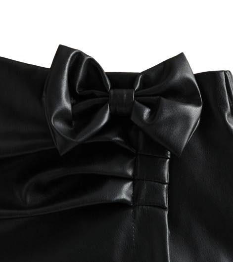The Chaya - Girls Heart Print Top & Black Pants Set Bow Detail Summer Outfit 2PCS