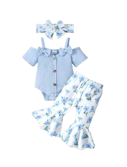 The Paris - Newborn Baby Girl Floral Button Down Shirt and Shorts Set 2PCS