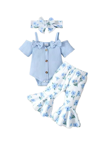 The Paris - Newborn Baby Girl Floral Button Down Shirt and Shorts Set 2PCS