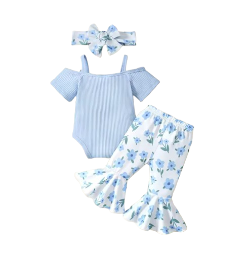 The Paris - Newborn Baby Girl Floral Button Down Shirt and Shorts Set 2PCS