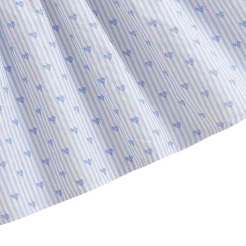 The Makenna - Girls Striped Heart Print Dress Cotton White Collar Summer Outfit 2-6Y