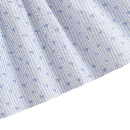 The Makenna - Girls Striped Heart Print Dress Cotton White Collar Summer Outfit 2-6Y
