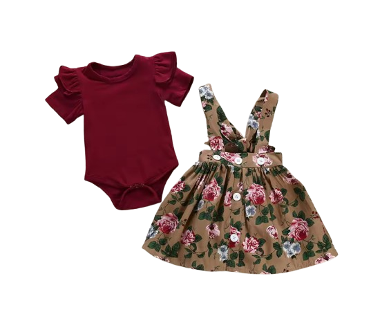 The Avianna - Baby Girl Christmas Outfit 3PCS Romper Suspender Skirt Headband Set