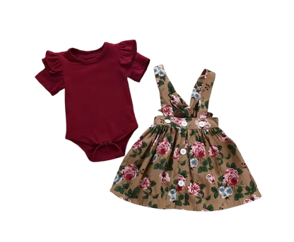 The Avianna - Baby Girl Christmas Outfit 3PCS Romper Suspender Skirt Headband Set