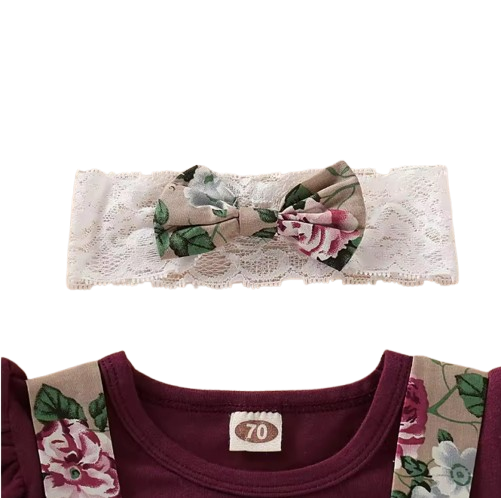 The Avianna - Baby Girl Christmas Outfit 3PCS Romper Suspender Skirt Headband Set