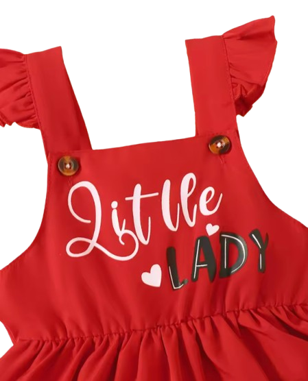 The Mina - Baby Girl 3PCS Ladybug Outfit T-Shirt Suspender Skirt Headband Set