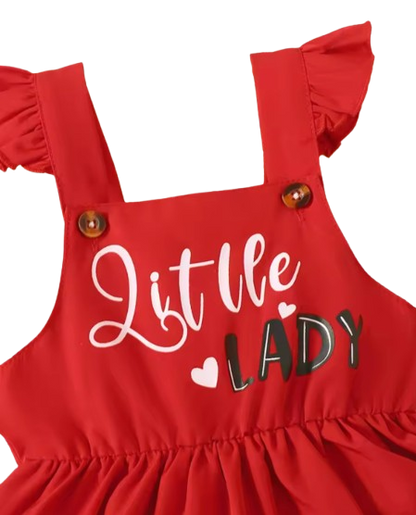 The Mina - Baby Girl 3PCS Ladybug Outfit T-Shirt Suspender Skirt Headband Set