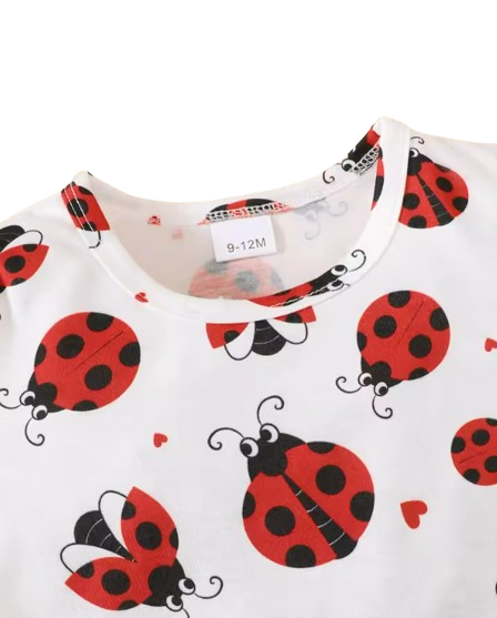 The Mina - Baby Girl 3PCS Ladybug Outfit T-Shirt Suspender Skirt Headband Set