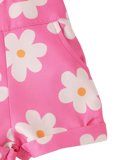 The Emelia - Baby Girl 2PCS Floral Overall Pants with Short Sleeve Hoodie Outfit