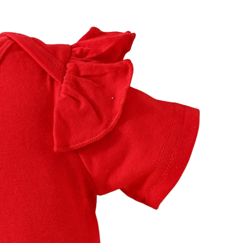 The Alejandra - Baby Girl Cartoon Bear Heart Dress with Red Bodysuit Summer Outfit