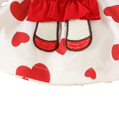 The Alejandra - Baby Girl Cartoon Bear Heart Dress with Red Bodysuit Summer Outfit