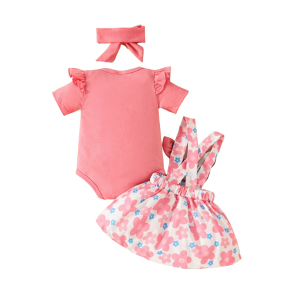 The Alejandra - Baby Girl Cartoon Bear Heart Dress with Red Bodysuit Summer Outfit
