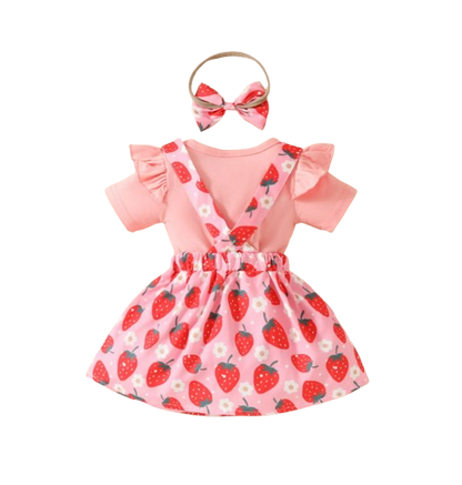 The Alejandra - Baby Girl Cartoon Bear Heart Dress with Red Bodysuit Summer Outfit