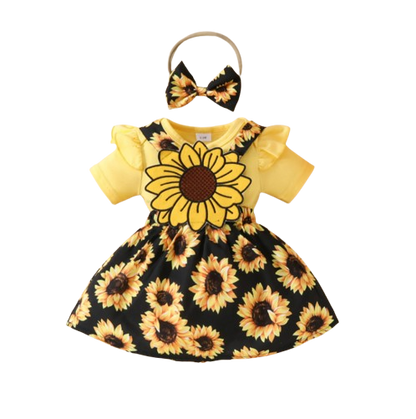 The Alejandra - Baby Girl Cartoon Bear Heart Dress with Red Bodysuit Summer Outfit