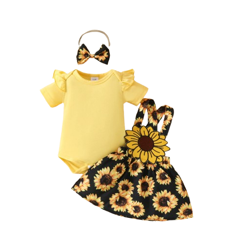The Alejandra - Baby Girl Cartoon Bear Heart Dress with Red Bodysuit Summer Outfit