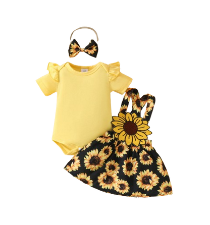 The Alejandra - Baby Girl Cartoon Bear Heart Dress with Red Bodysuit Summer Outfit