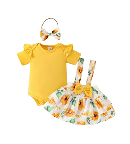 The Alejandra - Baby Girl Cartoon Bear Heart Dress with Red Bodysuit Summer Outfit