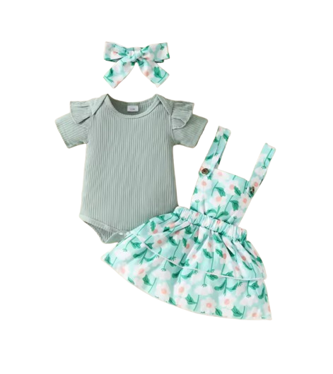 The Alejandra - Baby Girl Cartoon Bear Heart Dress with Red Bodysuit Summer Outfit