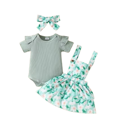 The Alejandra - Baby Girl Cartoon Bear Heart Dress with Red Bodysuit Summer Outfit