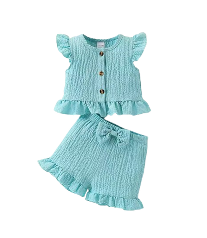 The Mylah - Toddler Baby Girl Round Neck Top and Bow Shorts Clothing Set 2PCS