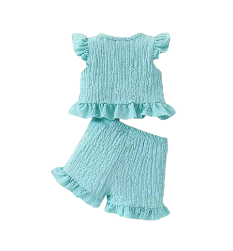 The Mylah - Toddler Baby Girl Round Neck Top and Bow Shorts Clothing Set 2PCS