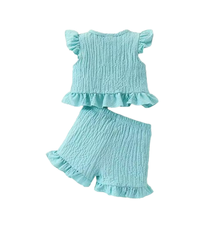 The Mylah - Toddler Baby Girl Round Neck Top and Bow Shorts Clothing Set 2PCS