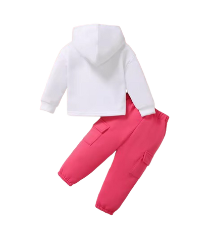 The Flora - Newborn Baby Girl Heart Bow Print Hoodie and Pants Set 2PCS