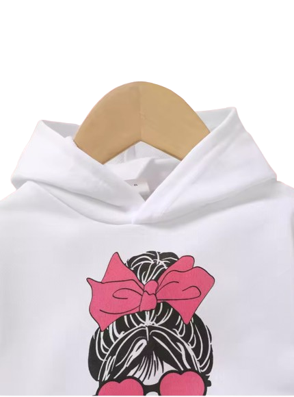 The Flora - Newborn Baby Girl Heart Bow Print Hoodie and Pants Set 2PCS