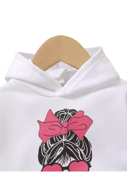 The Flora - Newborn Baby Girl Heart Bow Print Hoodie and Pants Set 2PCS