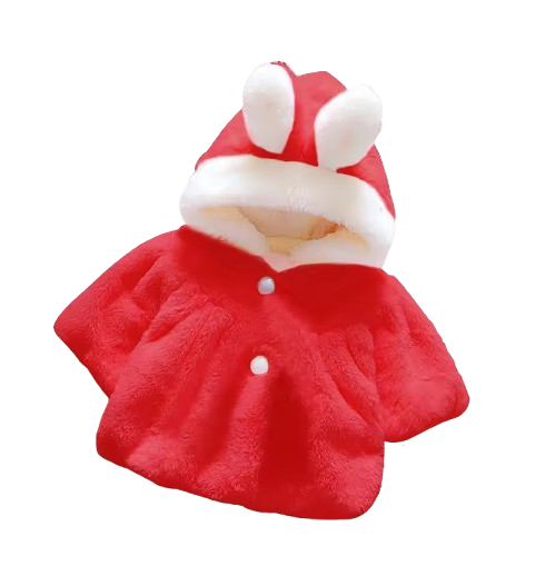 The Frankie - Baby Girl Hooded Plush Short Sleeve Coat