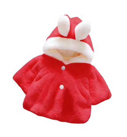 The Frankie - Baby Girl Hooded Plush Short Sleeve Coat
