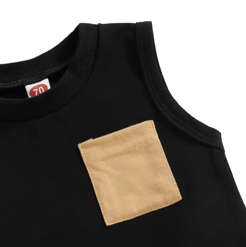 The Anthony - Baby Boy Casual Sleeveless Pocket Tank Tops + Striped Pocket Shorts