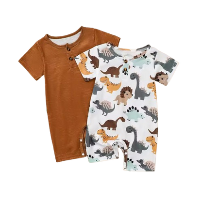 The Brooks - Newborn Baby Boy 2PCS Dinosaur Romper Short Sleeve Bodysuit Summer Outfit