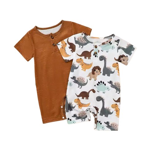 The Brooks - Newborn Baby Boy 2PCS Dinosaur Romper Short Sleeve Bodysuit Summer Outfit