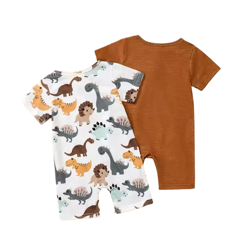The Brooks - Newborn Baby Boy 2PCS Dinosaur Romper Short Sleeve Bodysuit Summer Outfit