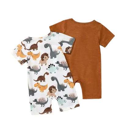 The Brooks - Newborn Baby Boy 2PCS Dinosaur Romper Short Sleeve Bodysuit Summer Outfit