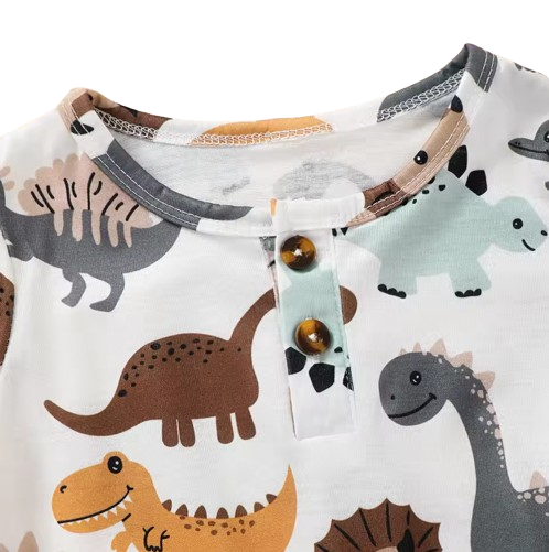 The Brooks - Newborn Baby Boy 2PCS Dinosaur Romper Short Sleeve Bodysuit Summer Outfit
