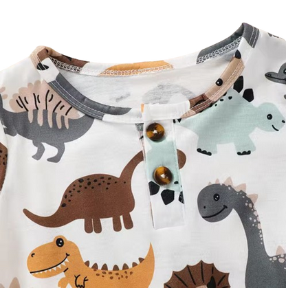 The Brooks - Newborn Baby Boy 2PCS Dinosaur Romper Short Sleeve Bodysuit Summer Outfit