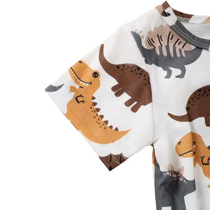 The Brooks - Newborn Baby Boy 2PCS Dinosaur Romper Short Sleeve Bodysuit Summer Outfit