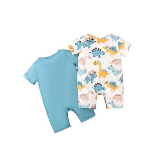 The Brooks - Newborn Baby Boy 2PCS Dinosaur Romper Short Sleeve Bodysuit Summer Outfit