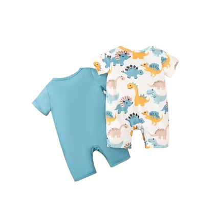 The Brooks - Newborn Baby Boy 2PCS Dinosaur Romper Short Sleeve Bodysuit Summer Outfit