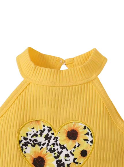 The Estrella - Baby Girl 3PCS Heart Print Top Skirt & Headband Summer Outfit Set