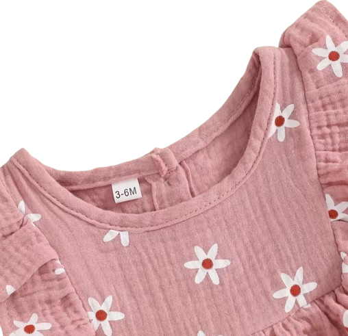 The Anne - Newborn Baby Girl Floral Cotton Linen Tank Top Shorts Set Summer Wear