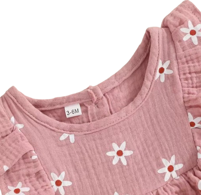 The Anne - Newborn Baby Girl Floral Cotton Linen Tank Top Shorts Set Summer Wear