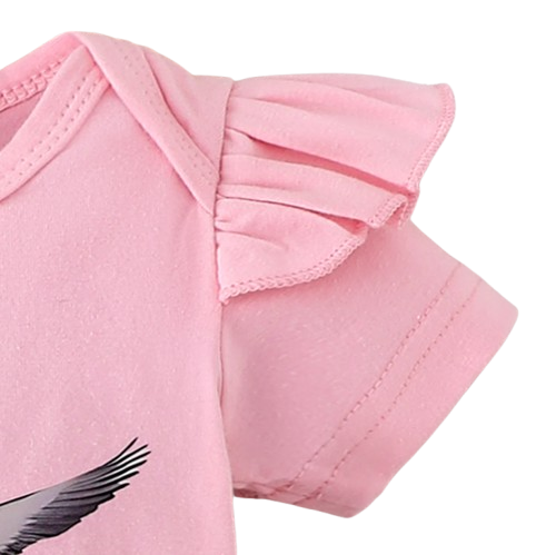 The Goldie - Newborn Baby Girl Bird Print Short Sleeve Top Shorts Headband Set 3PCS