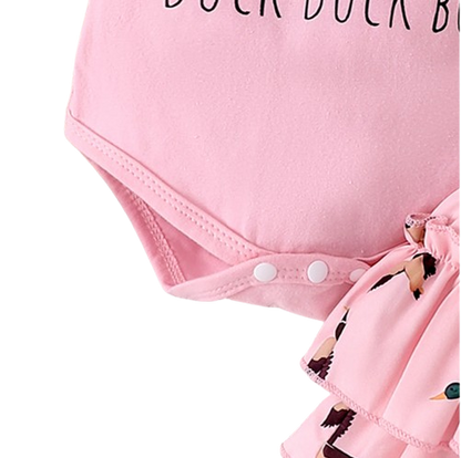 The Goldie - Newborn Baby Girl Bird Print Short Sleeve Top Shorts Headband Set 3PCS