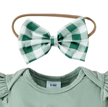 The Goldie - Newborn Baby Girl Bird Print Short Sleeve Top Shorts Headband Set 3PCS